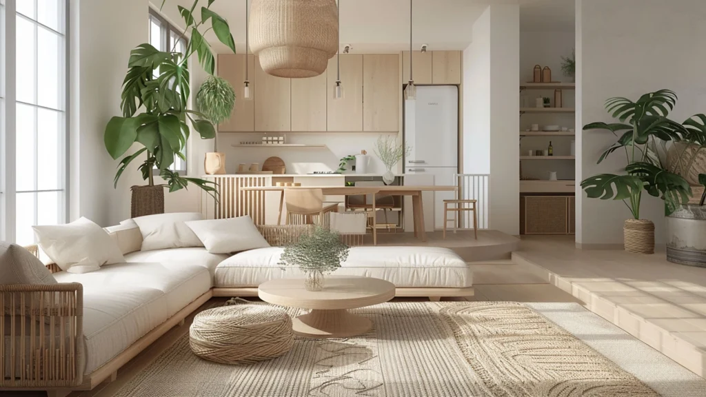 İç mimarlık-tarzlar-Japandi-style-living-room-interior-design