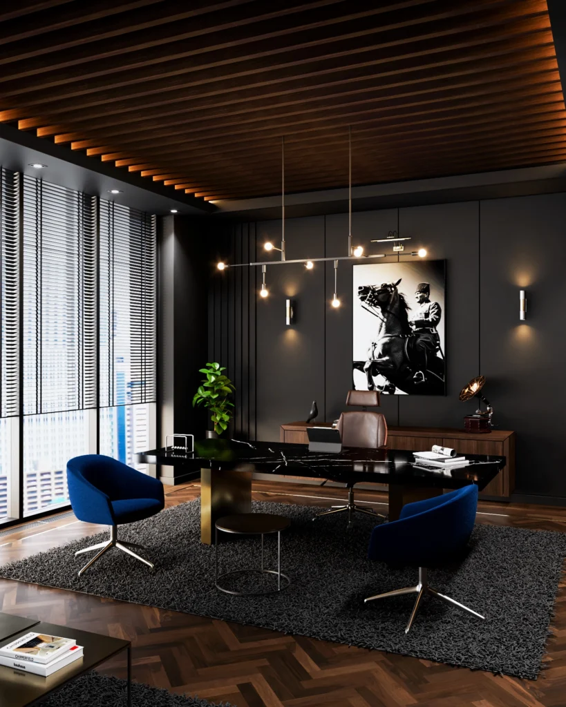 İç mimarlık ofisi- Sıcak ahşap, modern geometriler ve sakin bir atmosferle güçlendirilmiş bir çalışma alanı. ✨
