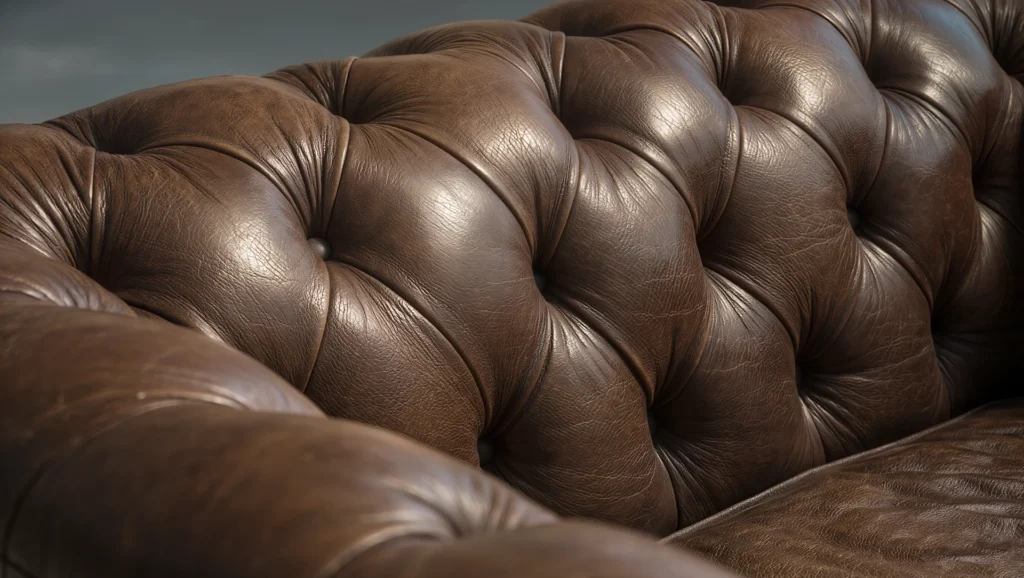 İç mimarlık ofisi-ikonik mobilya Chesterfield koltuğuna yakından bakış