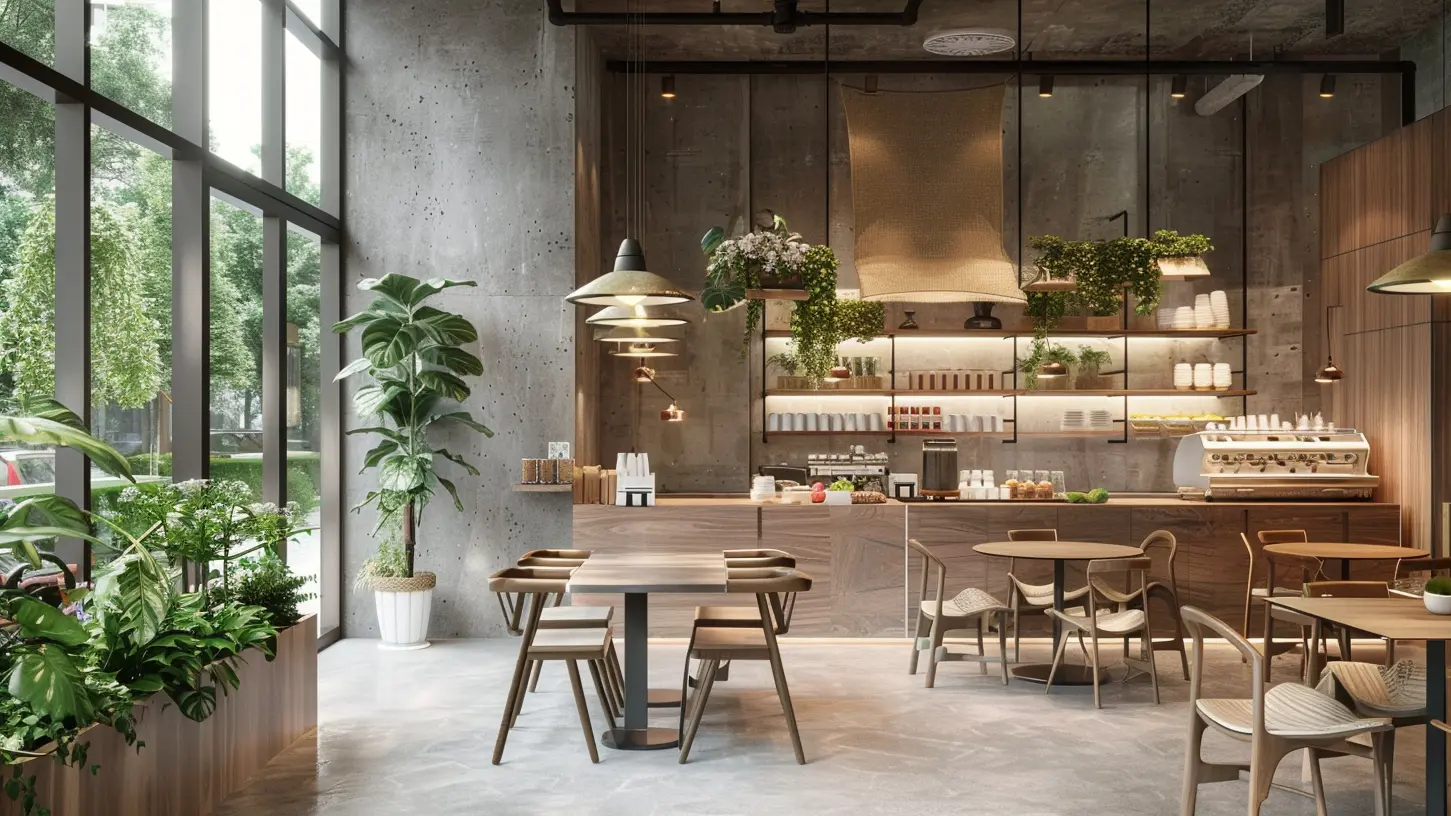 Brüt beton yüzey detayının doğal ışık ile vurgulandığı minimal mimari iç mekân