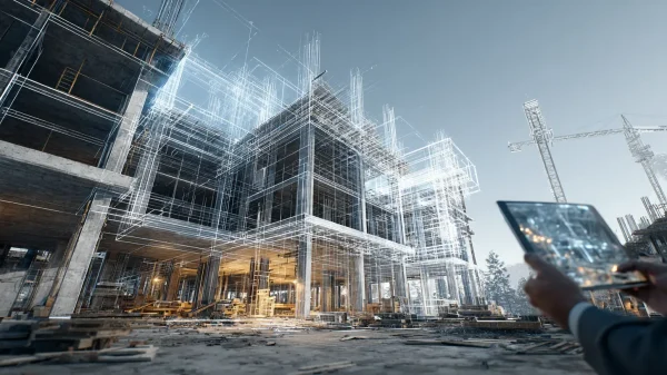 BIM modeli, Şantiye süreci ile entegre edilmiş BIM modeli; taşıyıcı sistem, mekanik tesisat ve cephe sistemlerinin koordineli olarak incelendiği dijital proje ortamı.