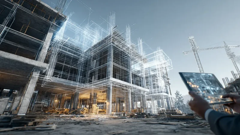 BIM modeli, Şantiye süreci ile entegre edilmiş BIM modeli; taşıyıcı sistem, mekanik tesisat ve cephe sistemlerinin koordineli olarak incelendiği dijital proje ortamı.